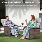 5 Piece Patio Furniture Set with Swivel Recliner Chair - Removable Outdoor Patio Couch Set, Chaise Lounge Chair Outdoor with Adjustable Backrest and Footrest and Coffee Table for Casual Gathering