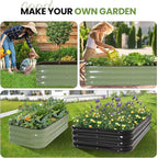 G GOOD GAIN 3-in-1 Adjustable Raised Garden Bed Kit | Galvanized Planter Boxes for Vegetables, Flowers | 12" Tall, Multiple Sizes (4x2x1ft, 3x3x1ft, 5x1x1ft) | Outdoor Metal Raised Bed, Green