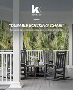 KINGYES Oversized Outdoor Rocking Chair Set of 2, All-Weather Patio Rocking Chairs for Porch, HDPE Outdoor Patio Rockers with High Back & Wide Seat for Garden, Lawn, Black