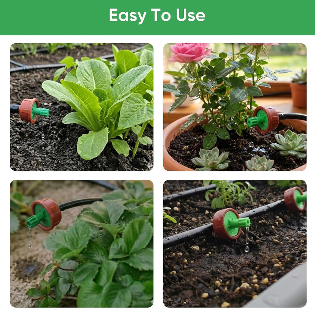 0.25 GPH Pressure Compensating Drippers for 1/4" Tubing, 30pcs | Self-Cleaning Prevents Clogs for Hassle-Free Garden Watering - Constant Flow Ensures Even Coverage Across 1/4" Tubing