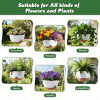 3-Piece Set of 10-Inch Hanging Planters with Automatic Watering System and Drip Tray, Includes Metal Chain, Suitable for Various Indoor and Outdoor Plants and Flowers, White-Brown