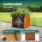 Corten Steel Planter Metal Square Planter 28 Inch Corten Planter Box Tall Cube Rustic Steel Planters for Outdoor Commercial Residential Garden Patio and Backyard