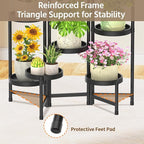 LASZOLA 8 Tiered Folding Plant Stand Indoor for Multiple Large Planter, Tall Heavy Duty Adjustable Rack with Rust Proof Plastic Shelving, Sturdy Vertical Tree Organizer for Narrow Inside Floor, Black