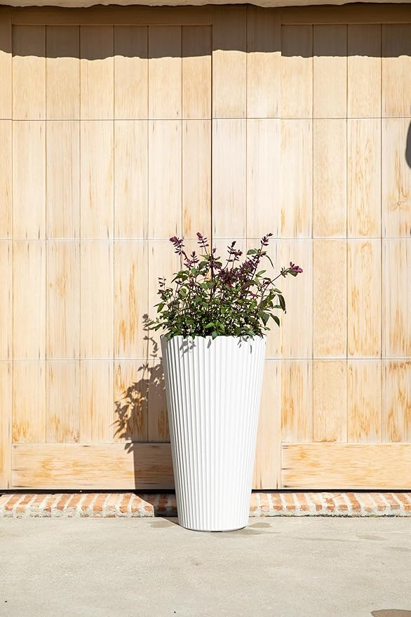 Veradek Demi Series Tall Planter for Porch, Patio, Backyard | Durable Plastic-Stone Composite Material | Modern Décor for Tall Plants, Grasses