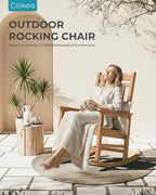 Ciokea Oversized Outdoor Rocking Chair, 380lbs Heavy-Duty Large Patio Rocker, Weather Resistant & Anti-Fade Porch Chair, High Back Cozy Rocking Chair for Outside, Fire Pit, Deck, Garden, Teak