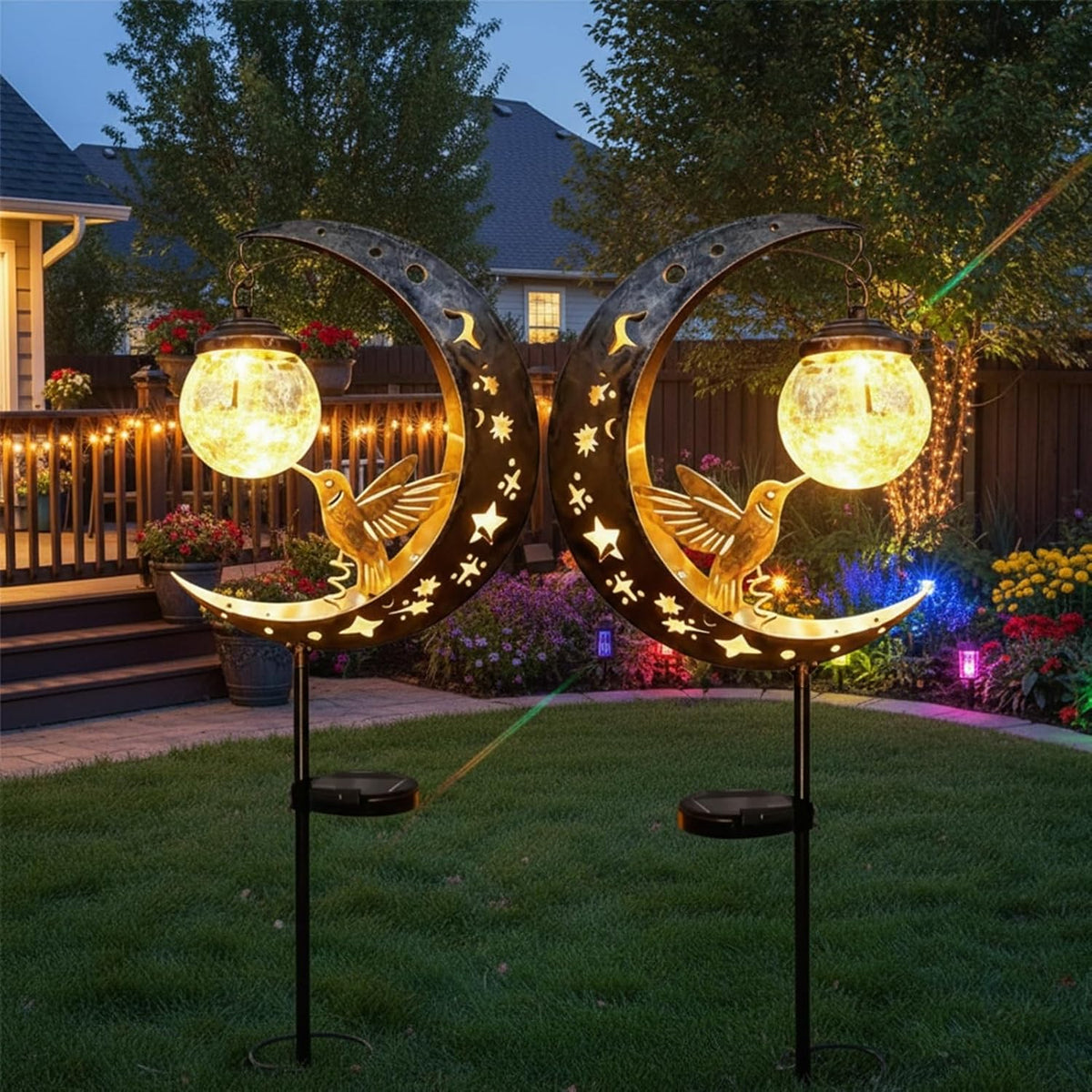 solar hummingbird lights for outside garden decor stake, main product view