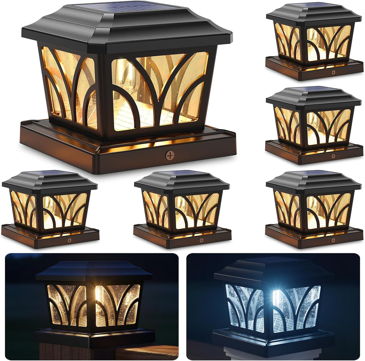 siedinlar solar post cap lights outdoor aluminum glass, main product view