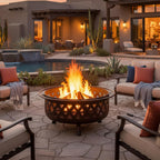 sunnydaze crossweave 36" large outdoor fire pit, wood, view 9