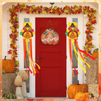 40 Inches Thanksgiving Turkey Windsock Decoration, Hanging Outdoor Fall Decor with Pilgrim Hat and Colorful Streamers, Festive Harvest-Themed Wind Sock Ornament for Garden, Patio, and Yard