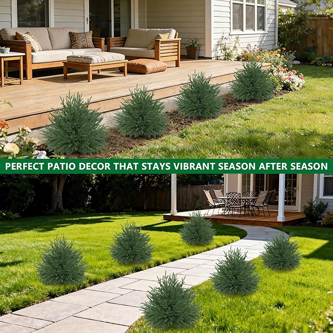Artificial Norfolk Topiary Cedar Trees with Ground Spike, 2 Pieces Fake Pine Shrubs Bushes, UV Resistant Faux Evergreen Tree Plants for Indoor Outdoor Planters Front Porch
