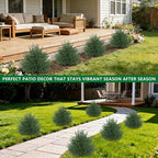 Artificial Norfolk Topiary Cedar Trees with Ground Spike, 2 Pieces Fake Pine Shrubs Bushes, UV Resistant Faux Evergreen Tree Plants for Indoor Outdoor Planters Front Porch