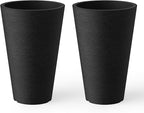 Kante Tall Round Planter Set of 2, 13 Inch Tall Decorative Planter Pots for Outdoor Indoor Garden Patio Front Porch (Brunish Black)