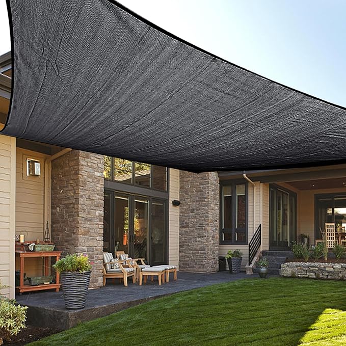 LOVE STORY Custom Size 12'x15' Graphite Grey Sun Shade Sail Rectangle UV Block Canopy Patio Sail Sunshades Fabric for Outdoor Garden Carport (We Make Custom Size)
