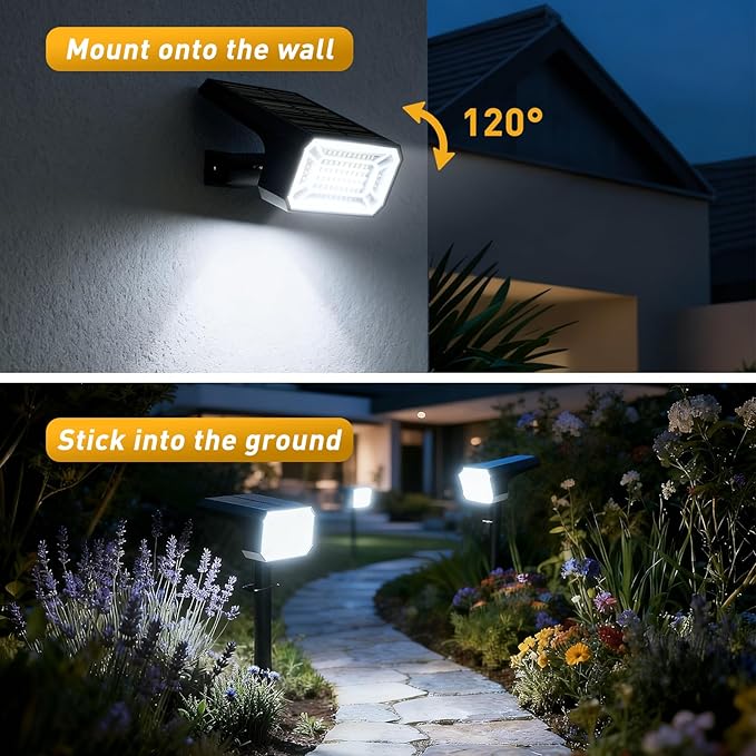 Solar Spot Lights Outdoor Waterproof IP65, [8 Pack/100 LED/4 Modes] 2-in-1 Solar Landscape Spotlights, Auto On/Off High Lumens Spot Lights for Yard Garden Pathway(Cool White)