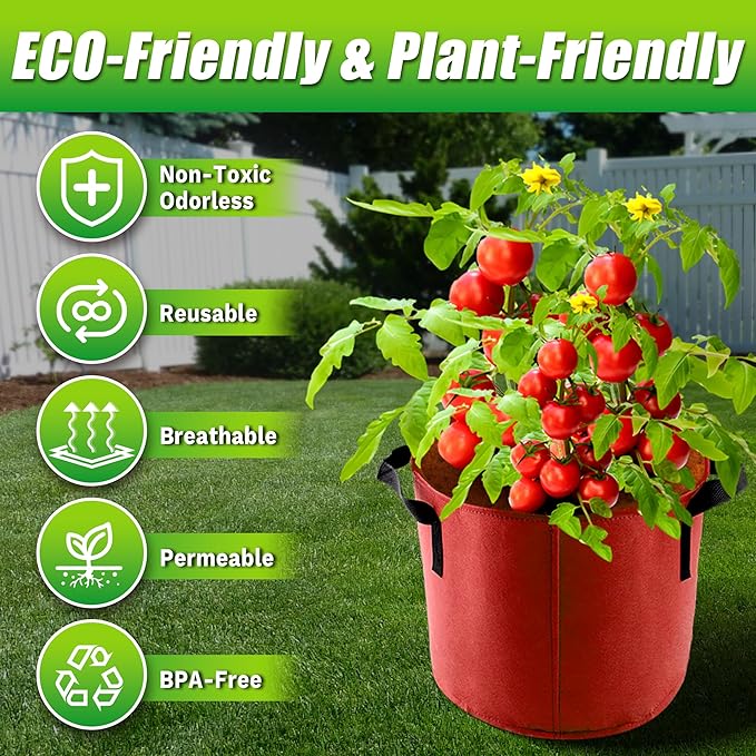 15 Gallon Grow Bags, 7 Pack Colorful Fabric Plant Pots with Handles for Garden and Outdoor Planting