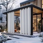 NICETOWN 2 Panels Outdoor Curtains Waterproof for Patio, Thermal Insulated Top & Bottom Grommet Light Blocking Outdoor Curtain Drapes, Windproof for All Seasons, W52 x L95, Greyish White