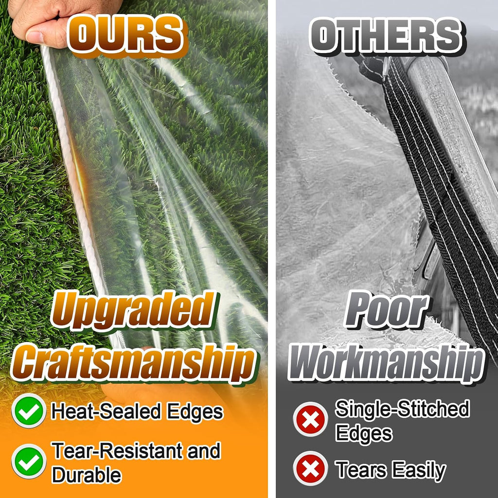 10x13ft anti-tear clear tarp waterproof, 5 mil, windproof shown in use