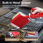 GASPRO Grill Brush Bristle Free for Outdoor Grill, BBQ Grill Cleaning Brush with Replaceable Scrub Sponge Head & Scraper, Ergonomic Handle, Safe for Stainless Steel, Cast Iron & Porcelain Grate