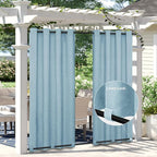 Easy-Going Linen Look Outdoor Curtains Waterproof Windproof Porch Curtains, Soft Thicken Outdoor Privacy Curtains for Patio, Gazebo, Grommet Top and Tab Bottom Drape, 1 Panel, 54x84 inch, Sky Blue