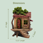 Fairy Garden Treehouse for Outside - Large Fairy House | Hand-painted resin; door opens; water resistant; treehouse stands 9 inches high; outdoor and indoor miniature decor