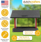 Poly Hanging Hopper Bird Feeder, Large Bird Feeder for Outside, Outdoors - Amish American Made (Hanging, Black & Red)