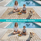 hebe waterproof outdoor rug 9'x12', floral reversible plastic, package contents