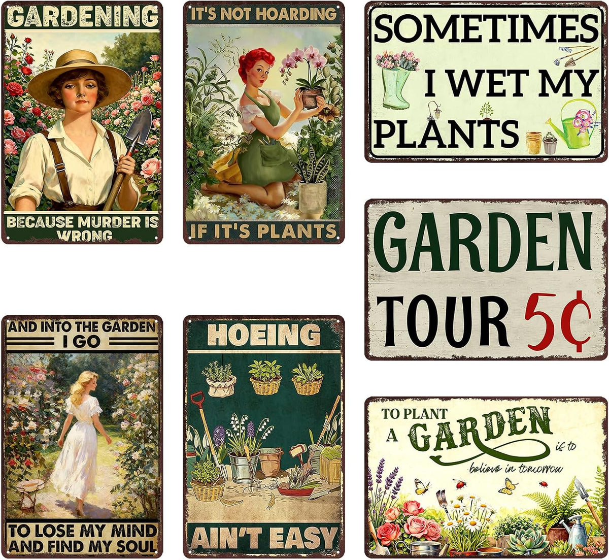 funny metal tin garden signs garden gifts for, main product view