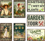 funny metal tin garden signs garden gifts for shown in use