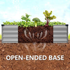 Vengarus 2 Pack 12x4x1FT Galvanized Raised Garden Bed Kit, Outdoor Metal Planter Box for Vegetables, Rectangular Steel Container, Easy Assembly (Sliver)