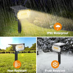 LANSOW Solar Spot Lights Outdoor, [2 Pack/76 LED] 2-in-1 Solar Landscape Spotlights, 3 Modes IP65 Waterproof Dusk to Dawn Solar Powered Flood Wall Lights for Outside Yard Garden Path(Warm White)