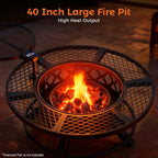 bali outdoors fire pit with poker shown in use