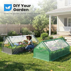 Quictent Raised Garden Bed Galvanized Raised Beds for Gardening Vegetables with Cover 8x4x1 ft Metal Planter Box Outdoor Use (Green)