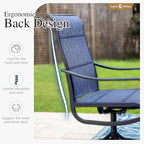 Sophia & William Patio Dining Set 7 Pieces Outdoor Metal Furniture Set, 6 x Patio Dining Swivel Chairs Padded with 1 Umbrella Dining Table for Lawn Garden (Blue)