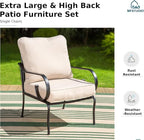 MFSTUDIO 7 Seats Metal Patio Furniture Sets, 6 Pieces Outdoor Sectional Sofa Conversation Set with 2 x Swivel Chairs, 2 x Fixed Chairs, 1 x 3-seat Sofa and 1 x 45 inches Rectangular Fire Pit Table
