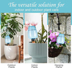 4 Pcs Plant Watering Globes Self Watering Planter Insert Plants Top Fill Water Device Plastic Water Bulbs Slow Release Terracotta for Plants, Blue
