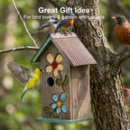 Topadorn Hanging Bird House for Outside, 11" Hand-Painted Wooden Birdhouse | Floral Design, Rustic Outdoor Bird House for Bluebird, Finch, Cardinal & Wren, Garden Patio Yard Decor