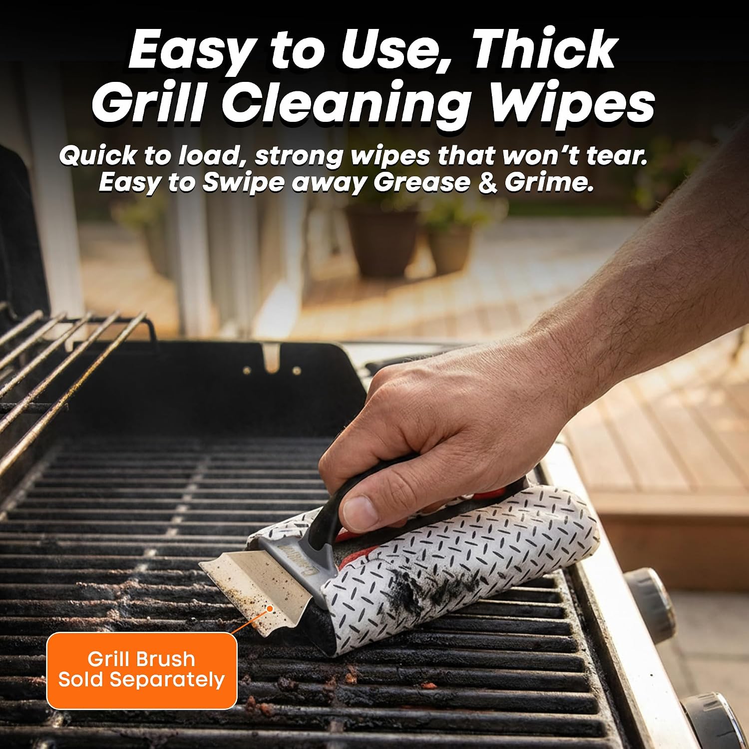 Proud Grill Q-Swiper Easy-Clean Moist, Tough BBQ Grill Cleaning Wipes, 40ct | Bristle-Free BBQ Cleaner, Heavy-Duty Thick Degreaser Wipes, Grease & Grime Remover for Outdoor Barbecue Grills, Disposable