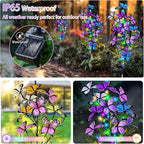 Solar Garden Lights Outdoor, Waterproof 4 Pack Solar Butterfly Lights with 60 LED 12 Butterfly Colorful Lighting for Garden Yard Lawn Outdoor Decor, Gift for Mom Women Mother's Day