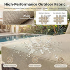 NICESOUL 7 Piece Outdoor Patio Sectional Furniture Set with Fire Pit Natural Gas/Propane, Large Size Comfortable Conversation Sets, 29.3'' High Back Deep Seat Sofa, Brown Rattan and Beige Cushion