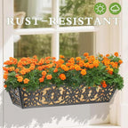 4 Pack 30 Inch Window Boxes Planters Railing Planter Box with Adjustable Brackets & Coco Liners Fabric Plant Grow Bags Deck Railing Planter Boxes Balcony Hanging Flower Box for Outdoor Plants