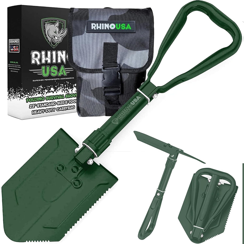 rhino usa folding survival shovel with pick, main product view