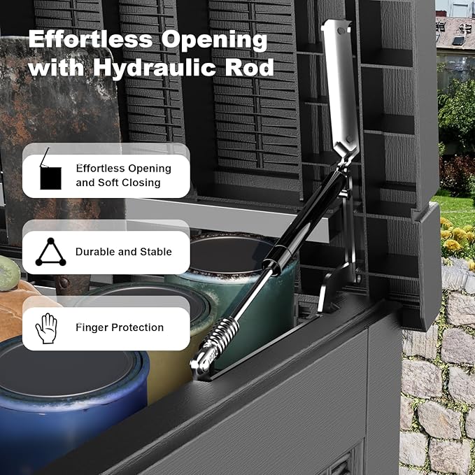 320 Gallon Resin Deck Box, Lockable Weatherproof Outdoor Storage Box for Furniture, Garden Tools and Tools Storage, Waterproof Outside Storage Boxes - Black