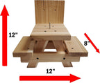 Picnic Table Squirrel Feeder – Wooden Outdoor Corn Cob Holder for Squirrels, Backyard Wildlife Feeding Accessory