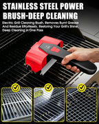 Electric BBQ Grill Brush, 800RPM Automatic Grill Cleaner for Outdoor Grill with 2-Speed & 20kg Torque–4500mAh Battery,LED Light for Night, No Bristle Drop Safe for Cast Iron Stainless,Gift for Men Dad