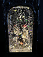 GenSwin Halloween Snow Globe Lantern Ghost Projection Lamp with 6H Timer | Battery Operated & USB Powered LED Spinning Water Glittering Globe Halloween Decoration Parties, 4.3 x 10.7 In