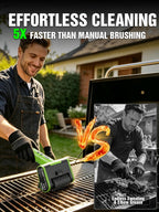 2-in-1 Electric Grill Brush & Ice Scraper with 1900 RPM Heavy Duty Motor | Electric Grill Cleaner with 3 Quick Release Heads, Long Handle, Splash Guard, 3H Runtime & Storage Case for All Grill Types