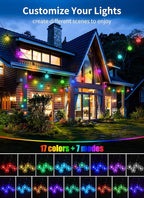 Brightown RGBW Outdoor String Lights, 29FT LED Patio Lights with Remote and Timer, Commercial Grade Waterproof Hanging Lights with 13 Shatterproof Bulbs(1 Spare) for Backyard Porch Garden Party Decor