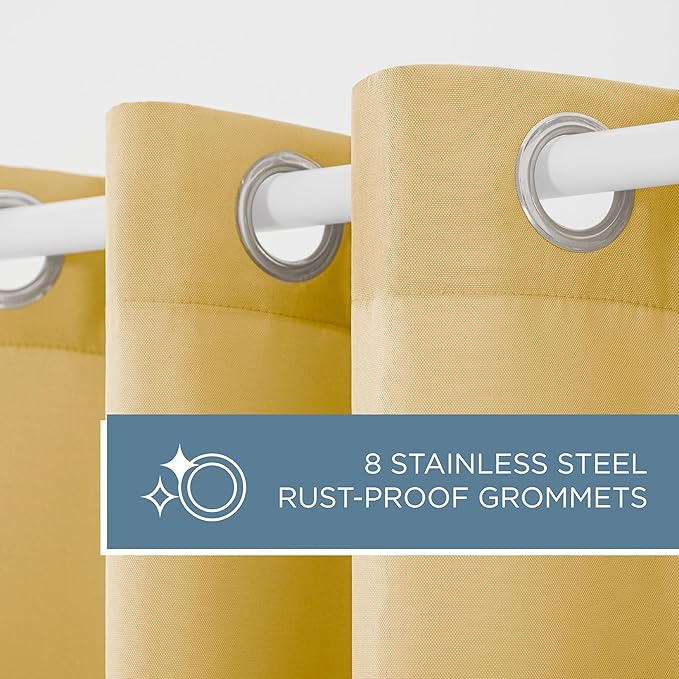 TOWN & COUNTRY BASICS Cabana Solid Heavyweight Indoor Outdoor Curtains, Light Filtering Opacity with Grommet Top, Water Repellent, 2-Pack Set, 54"x96", Sundress Yellow