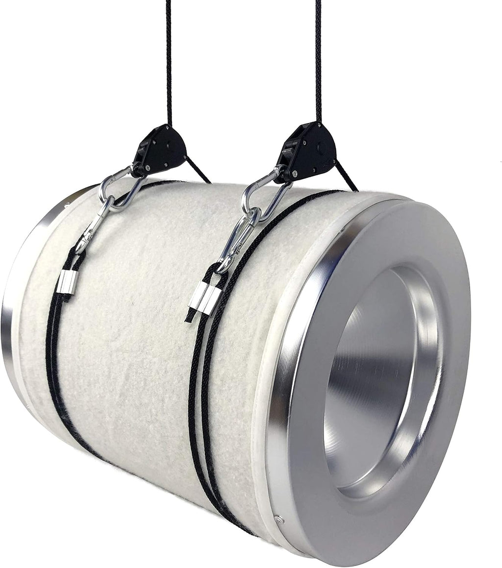 2 Pairs 1/8 inch Adjustable Heavy Duty Rope Hanger - Reinforced Metal Internal Gears Ratchets foe Growing Light Fixtures, Loose-Proof Design, 8-ft Long & 150lbs Weight Capacity