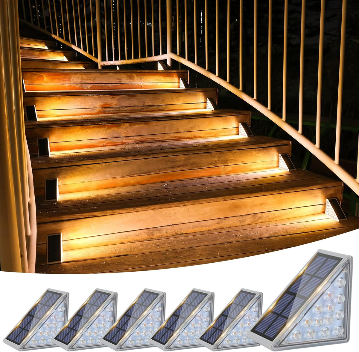 volisun solar stair lights 6 pack, solar step, main product view